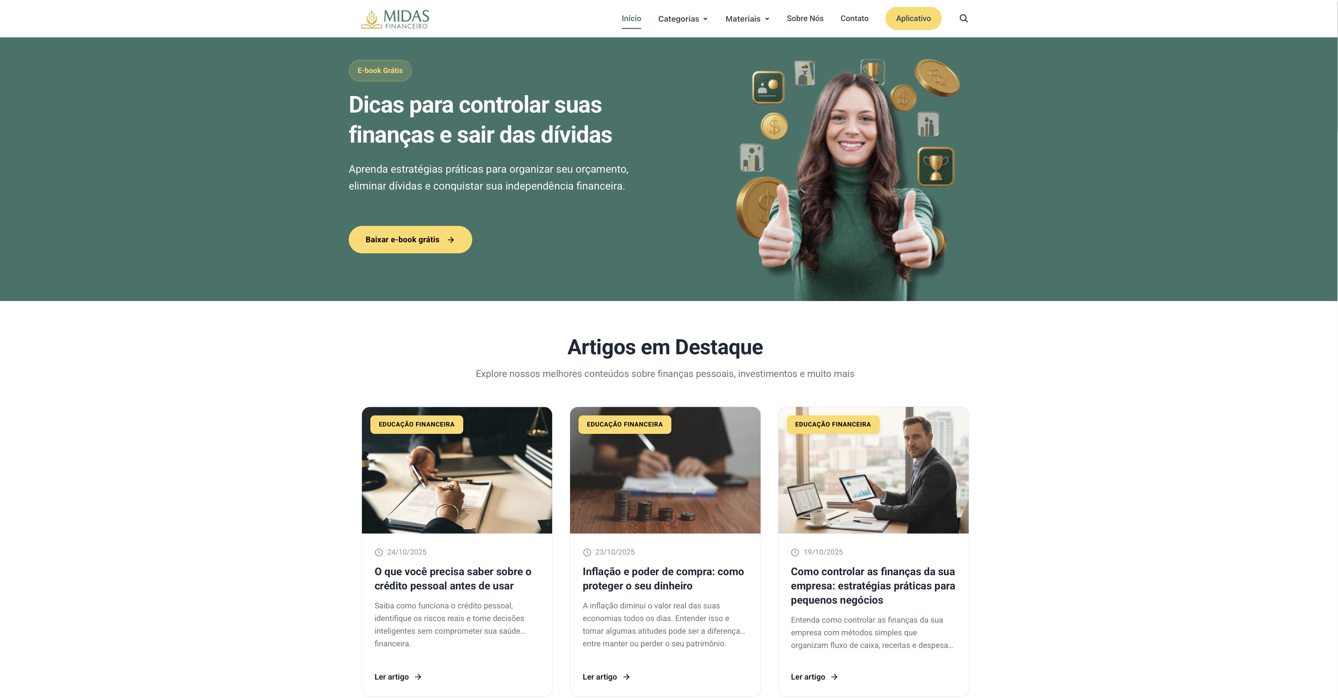 Print do site Midas Financeiro